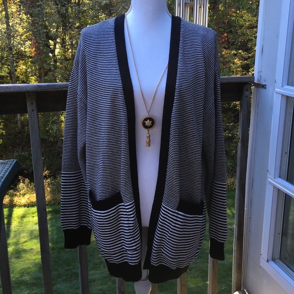 Charlie Paige size L black and white striped sweater - Picture 1 of 6